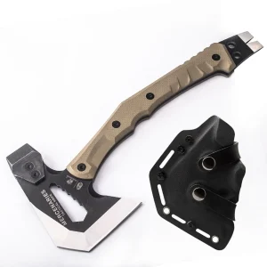 HX OUTDOORS Full-Tang Tactical Survival Axe – Multifunctional Camping Hatchet with Hammer & Pry Tool