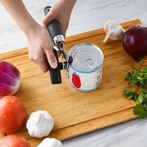 Heavy-Duty Stainless Steel Manual Can Opener – Smooth Edge Ergonomic Kitchen Tool for Easy, Safe & Effortless Food Prep