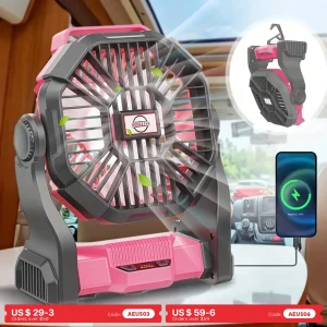 3-in-1 Portable Camping Fan with LED Lantern & Emergency Power Bank – Rechargeable Tent Fan