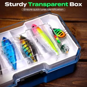 Fishing Tackle Box 373PCS Complete Lures & Accessories Kit – All-in-One Fishing Gear Set with Hooks, Weights, Pliers & Removable Tray