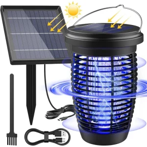 Solar Bug Zapper 2-in-1 Mosquito Killer Lamp – 4500V Fly Zapper with LED Light, Solar Powered & Rechargeable