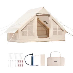 Inflatable Camping Tent for 3–5 People – Easy Setup Blow-Up Tent with Hand Pump, Stove Jack & Carry Bag