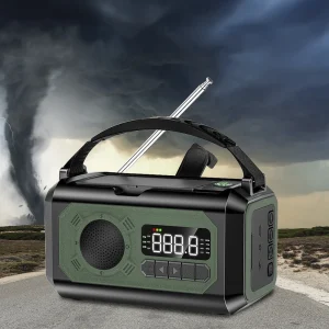 Emergency Weather Radio – 3-Way Charging Survival Radio with Hand Crank, Solar Power & Rechargeable Battery
