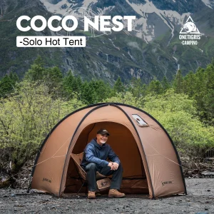 Four-Season Solo Hot Tent with Stove Jack – 3000mm Waterproof Dome Camping Tent